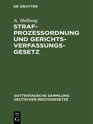 cover image of Strafprozeßordnung und Gerichtsverfassungsgesetz